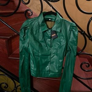 Faux waist leather jacket new new!!